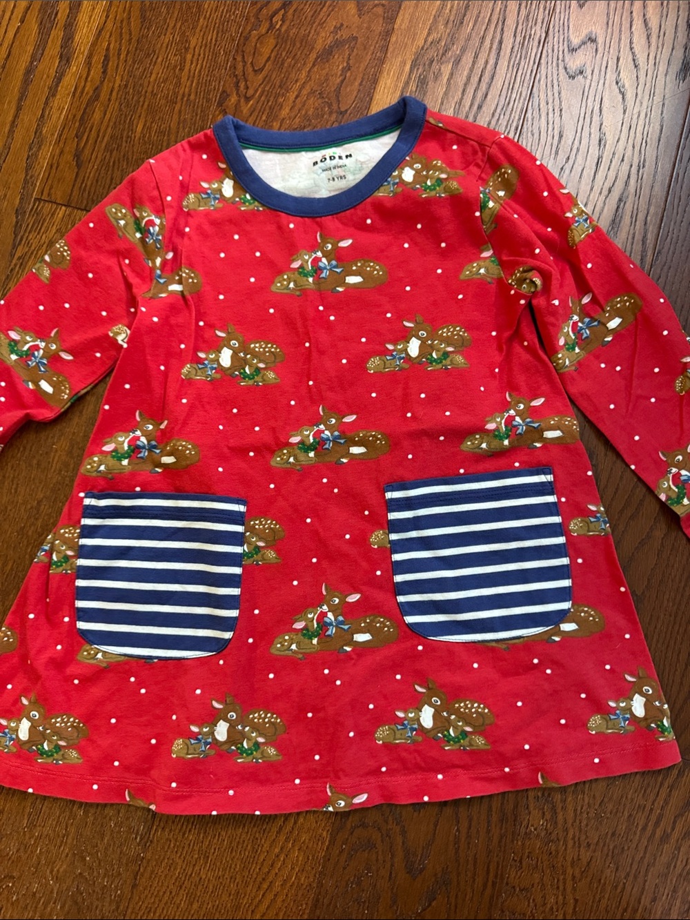 New without tags Boden holiday Deer-Print dress with pockets